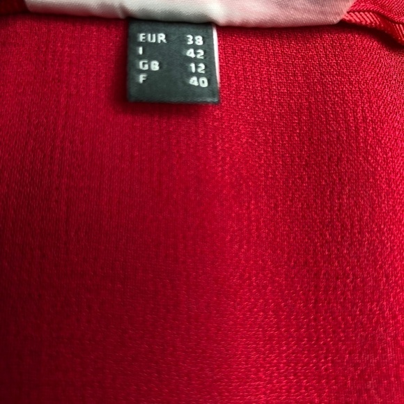 Street One Womens Red German Brand Long Sleeve Blouse Size 8 Pearl Snaps - Picture 11 of 11